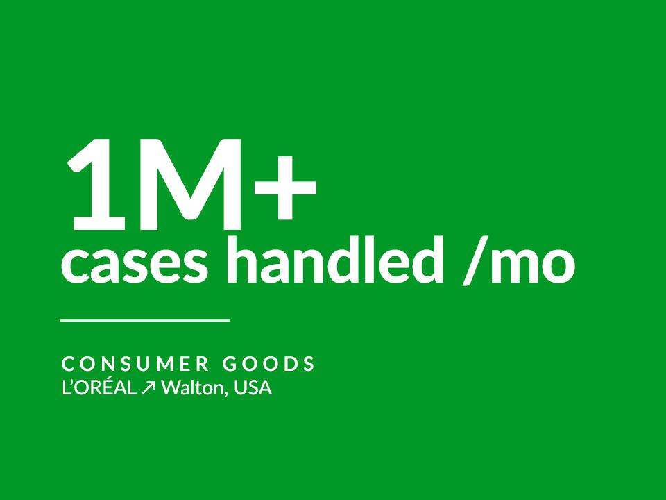 Case study highlight: More than 1 million cases handled per month.