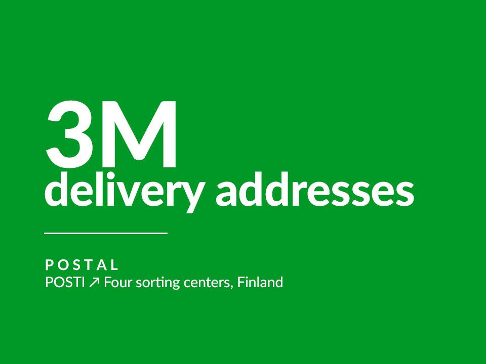 Case study highlight: 3 million delivery addresses.