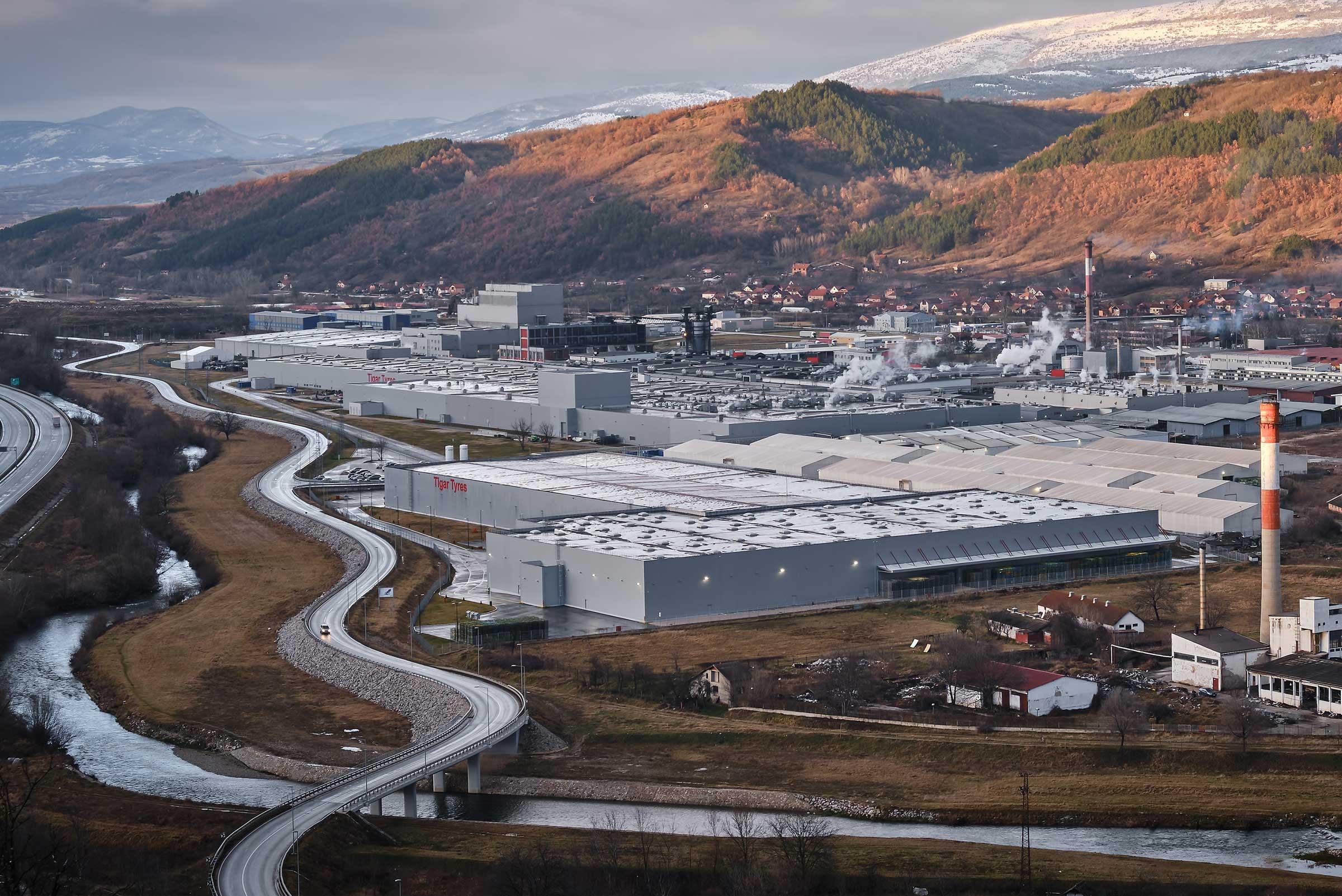 Large illustration image of tire factory automation plant